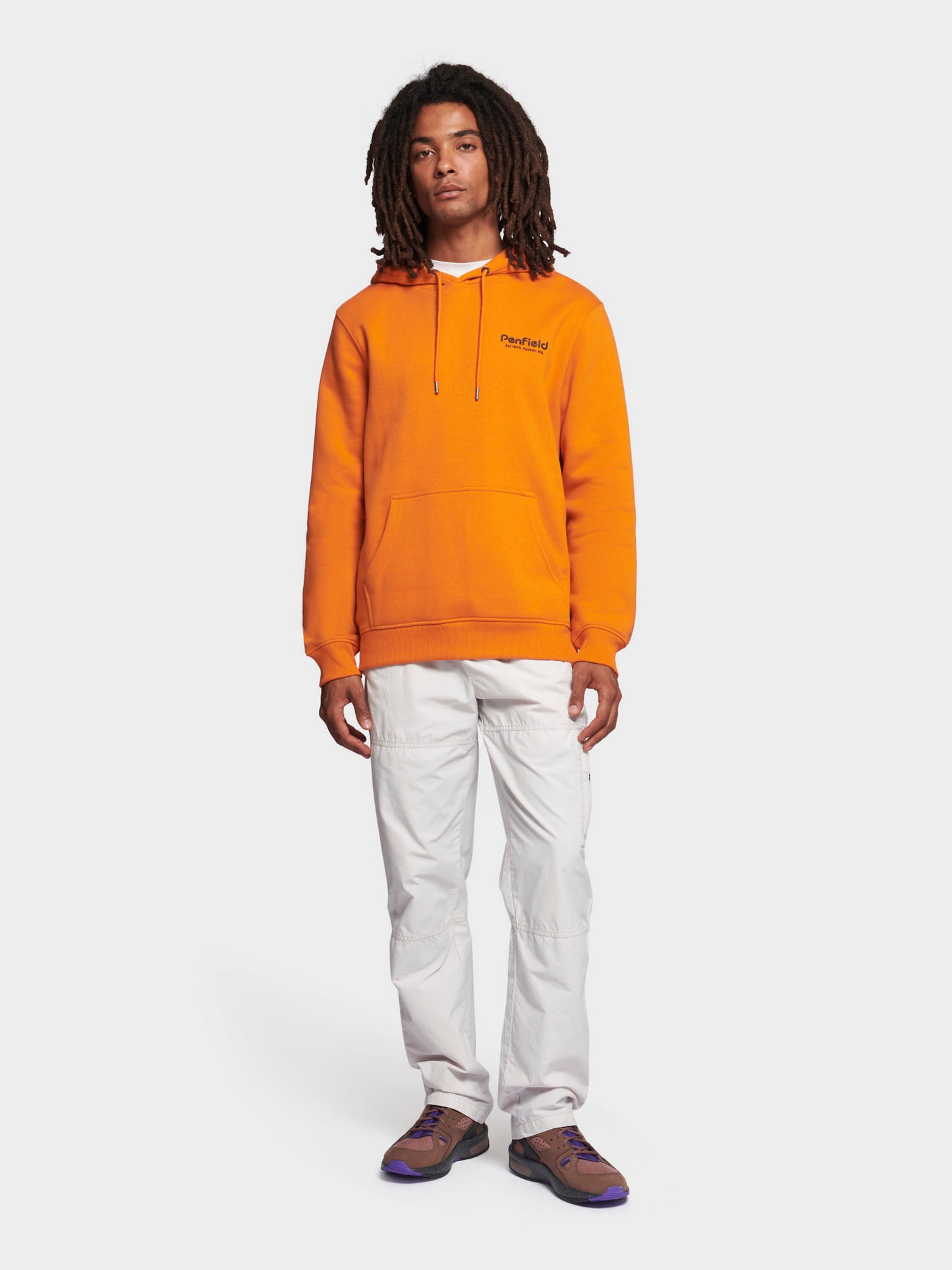 Hudson Script Hoodie in Burnt Orange