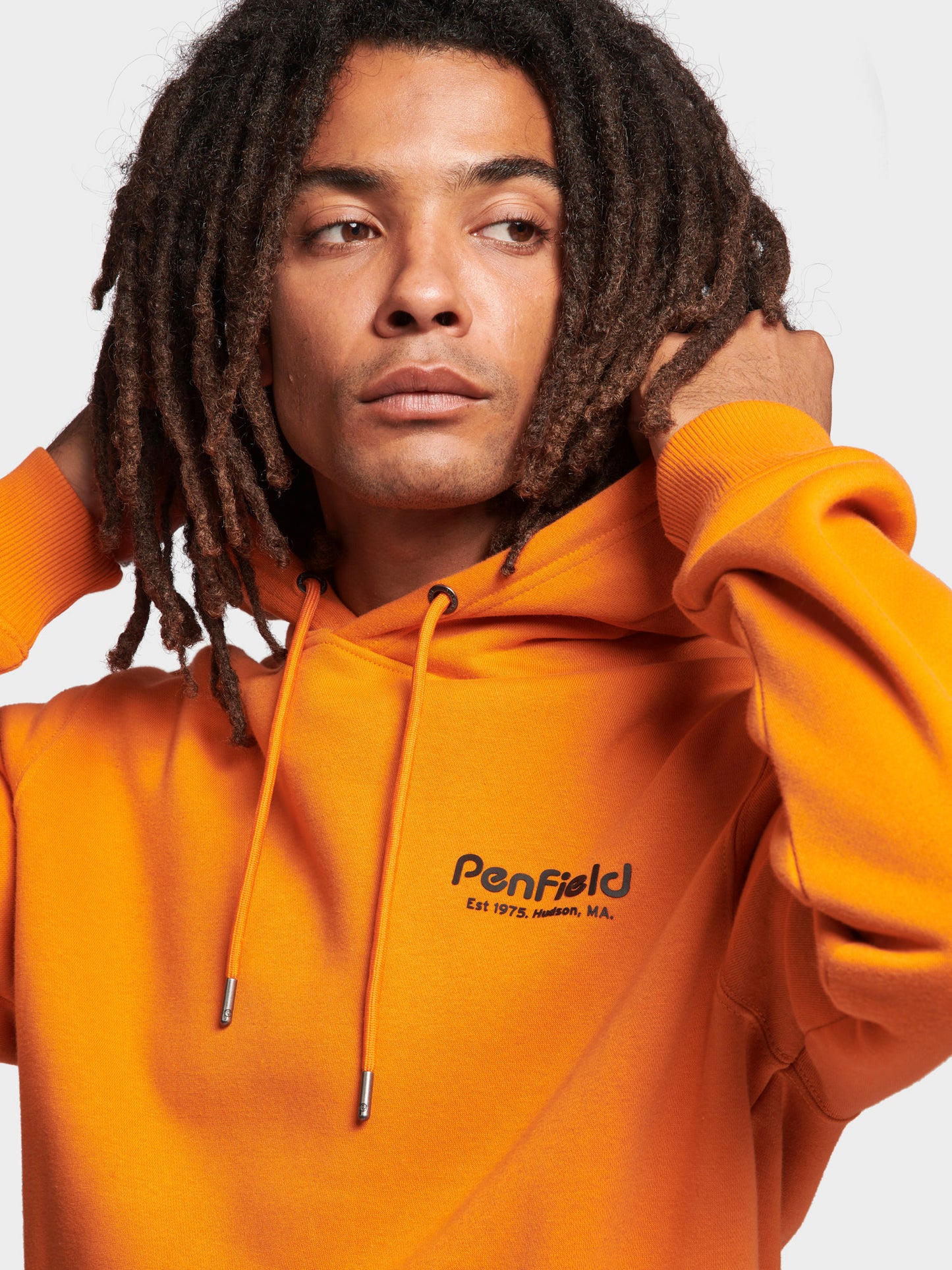 Hudson Script Hoodie in Burnt Orange