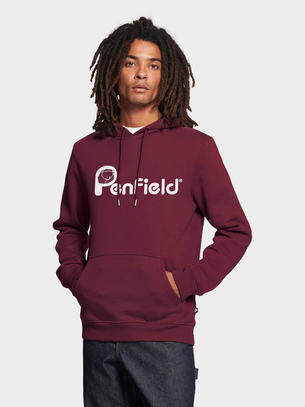 Bear Chest Print Hoodie in Winetasting