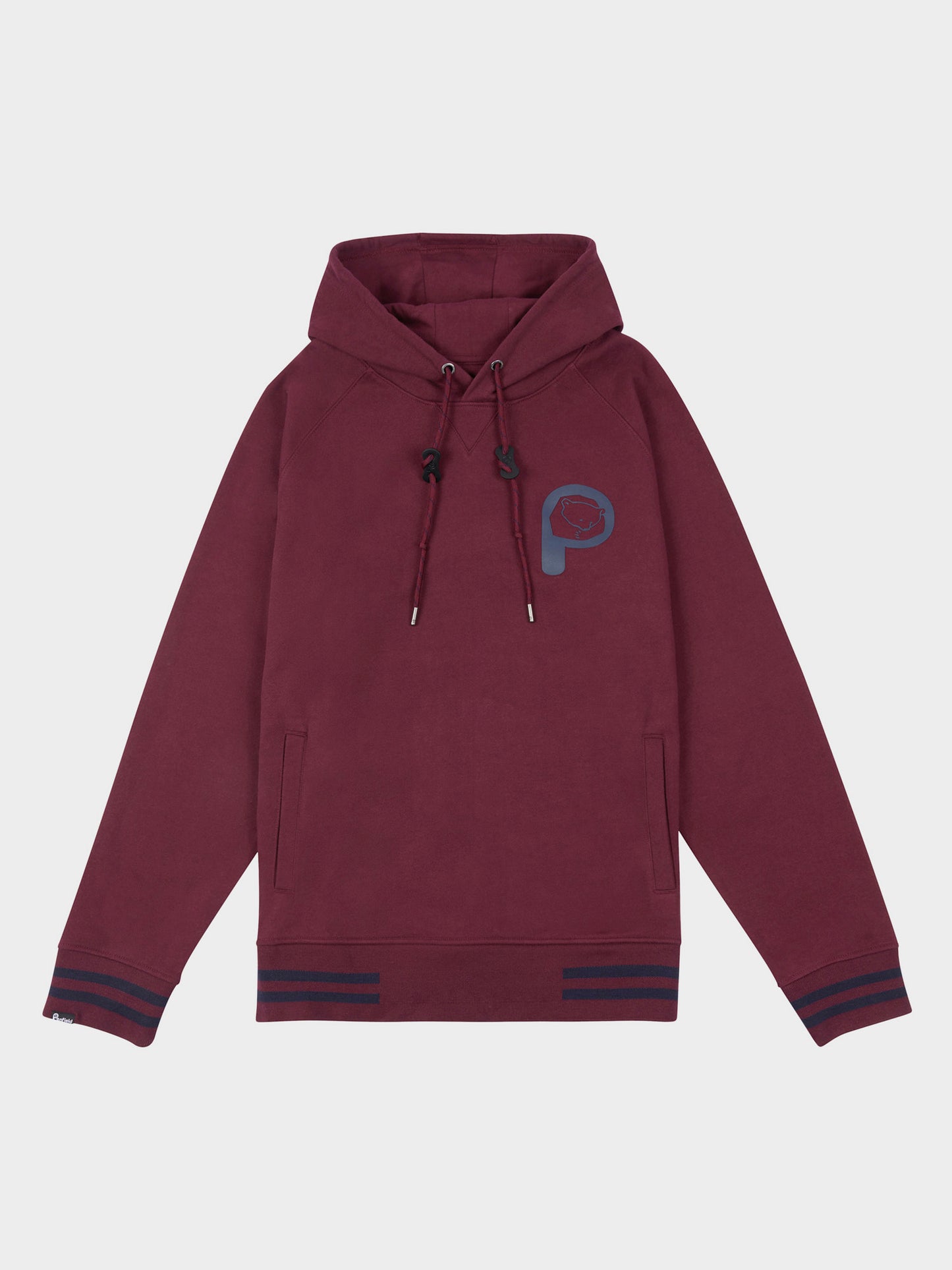 Large P Bear Chest Print Hoodie in Winetasting