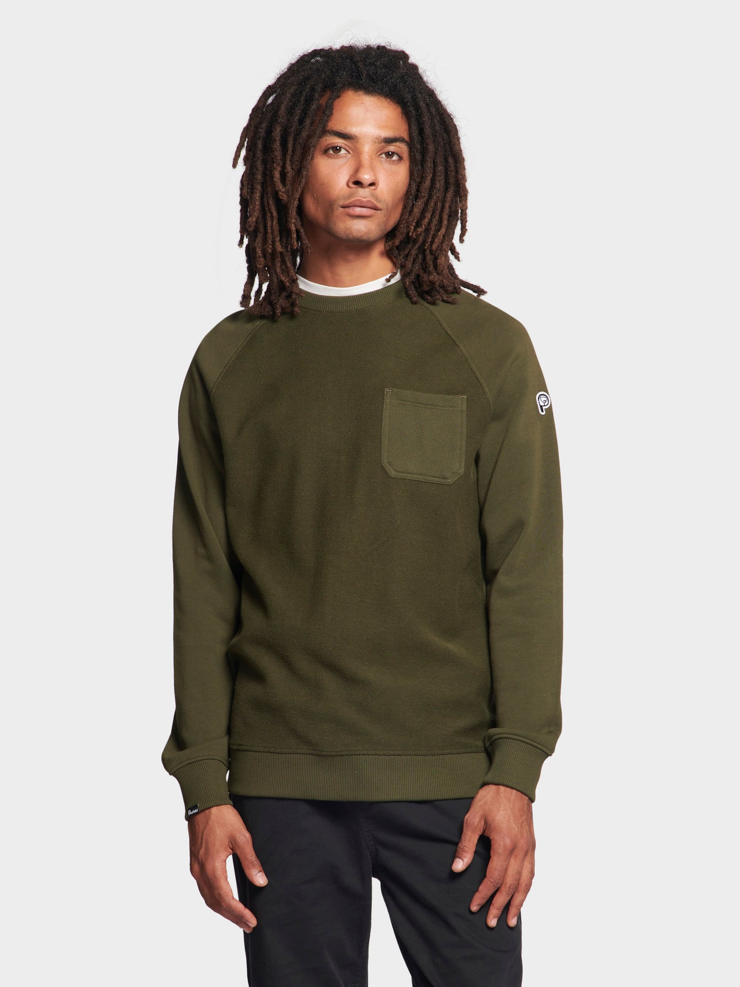 P Bear Reverse Loopback Sweater in Forest Night