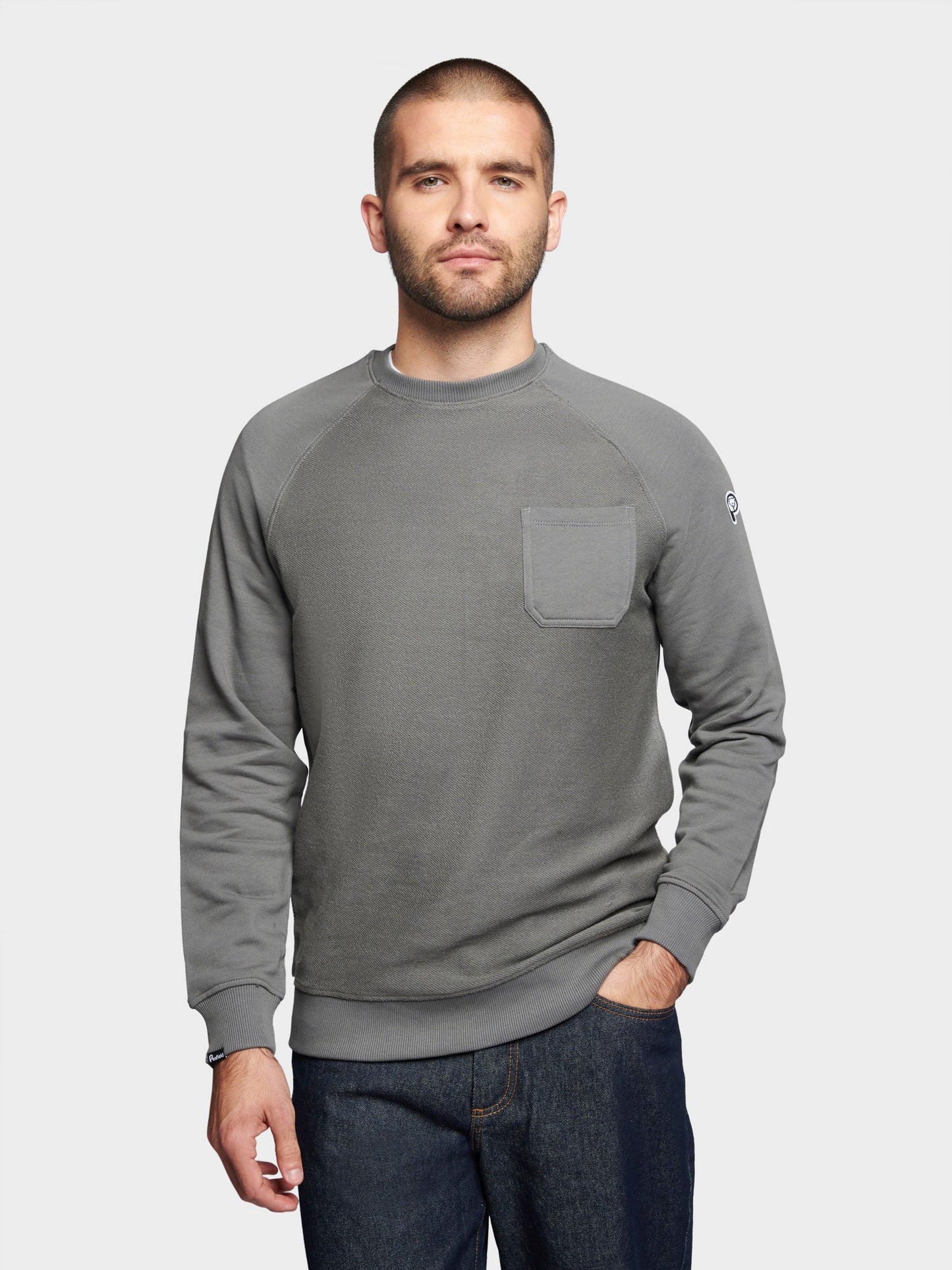 P Bear Reverse Loopback Sweater in Castlerock