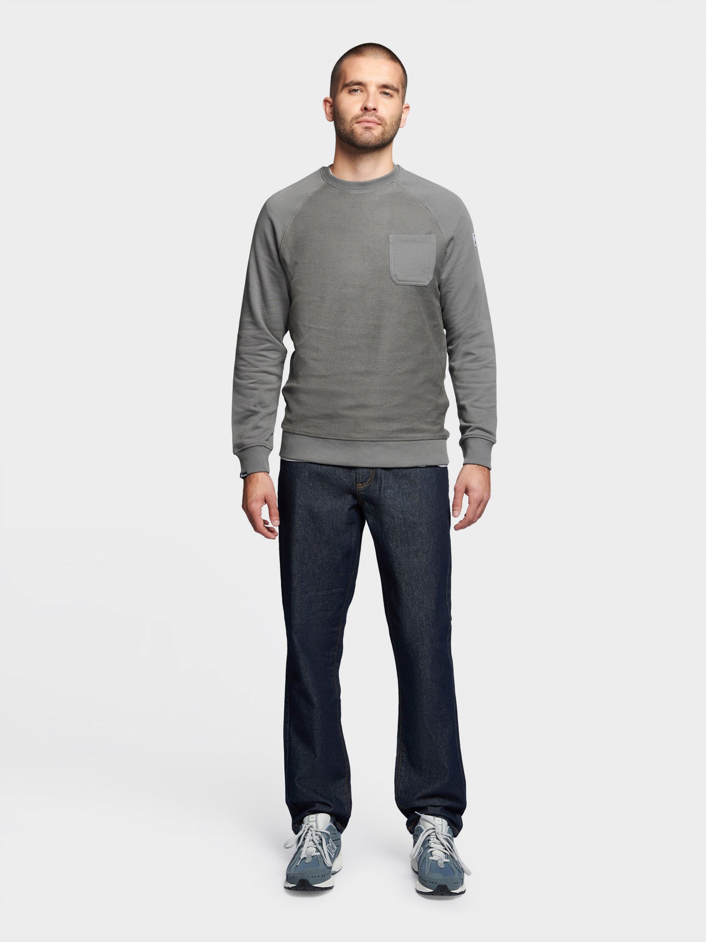 P Bear Reverse Loopback Sweater in Castlerock