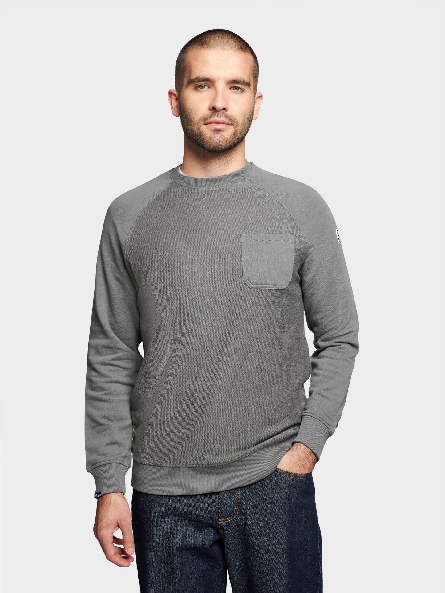 P Bear Reverse Loopback Sweater in Castlerock