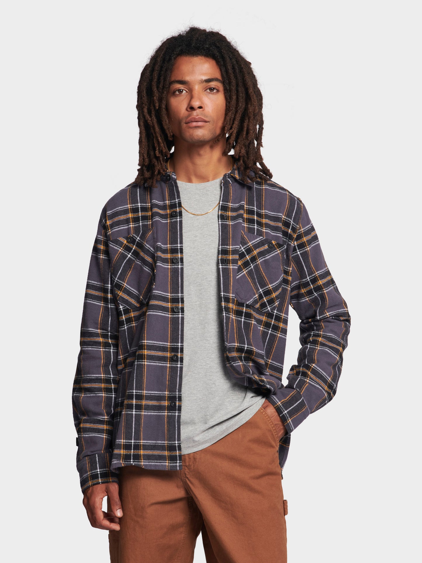 Large Check Overshirt in Ebony