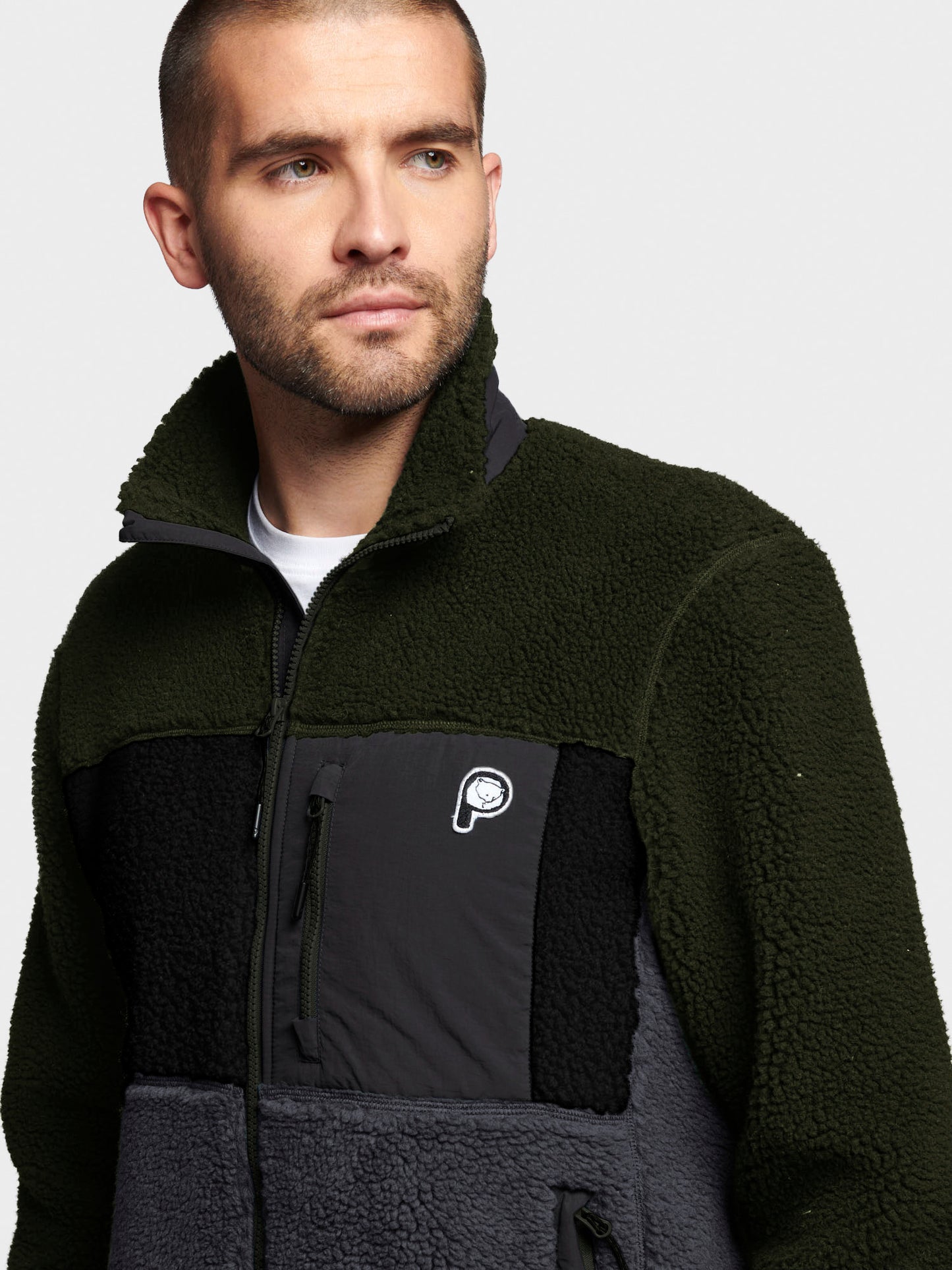 P Bear Borg Fleece Jacket in Castlerock