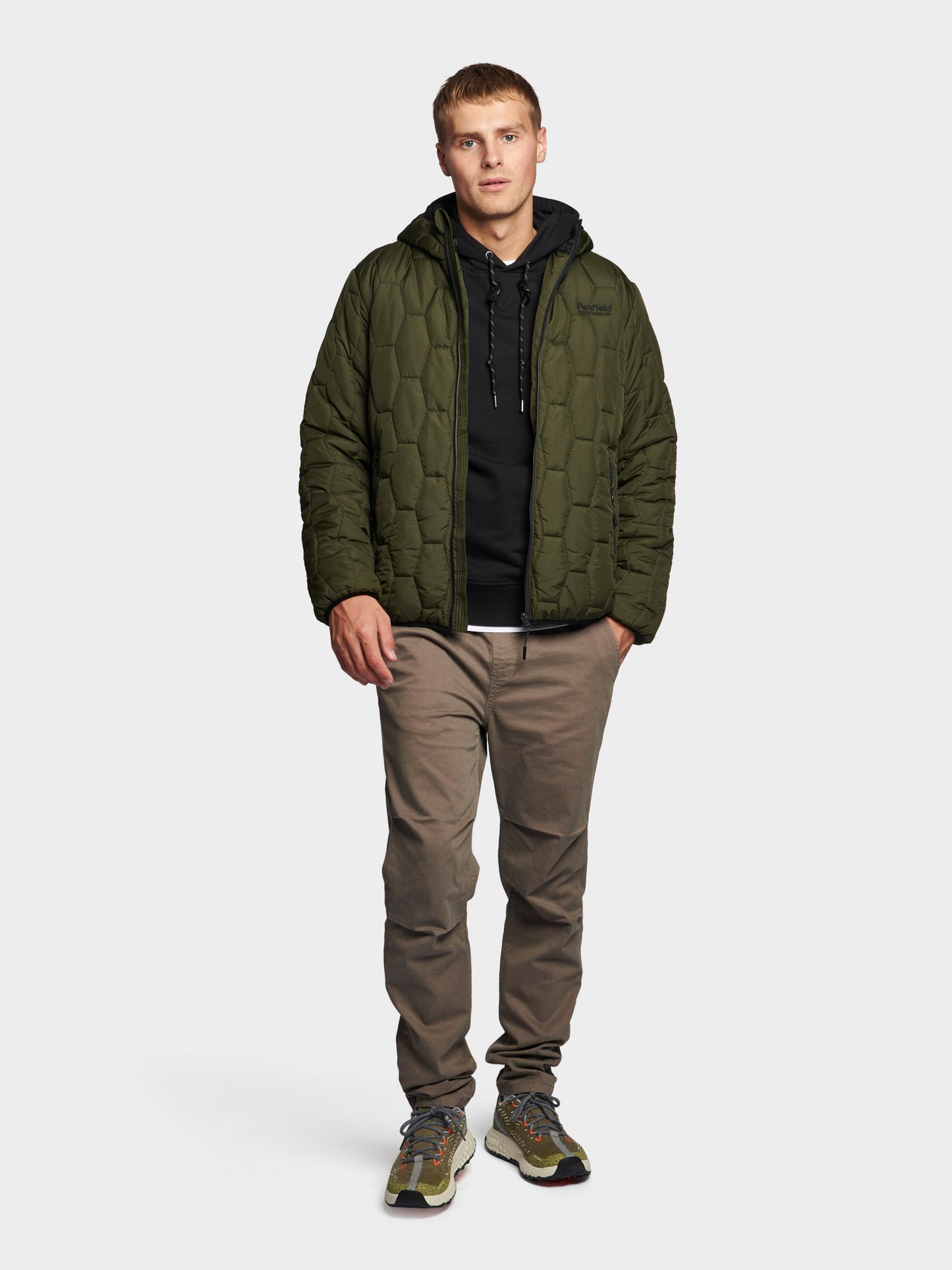 Hudson Script Hexagon Quilt Jacket in Forest Night