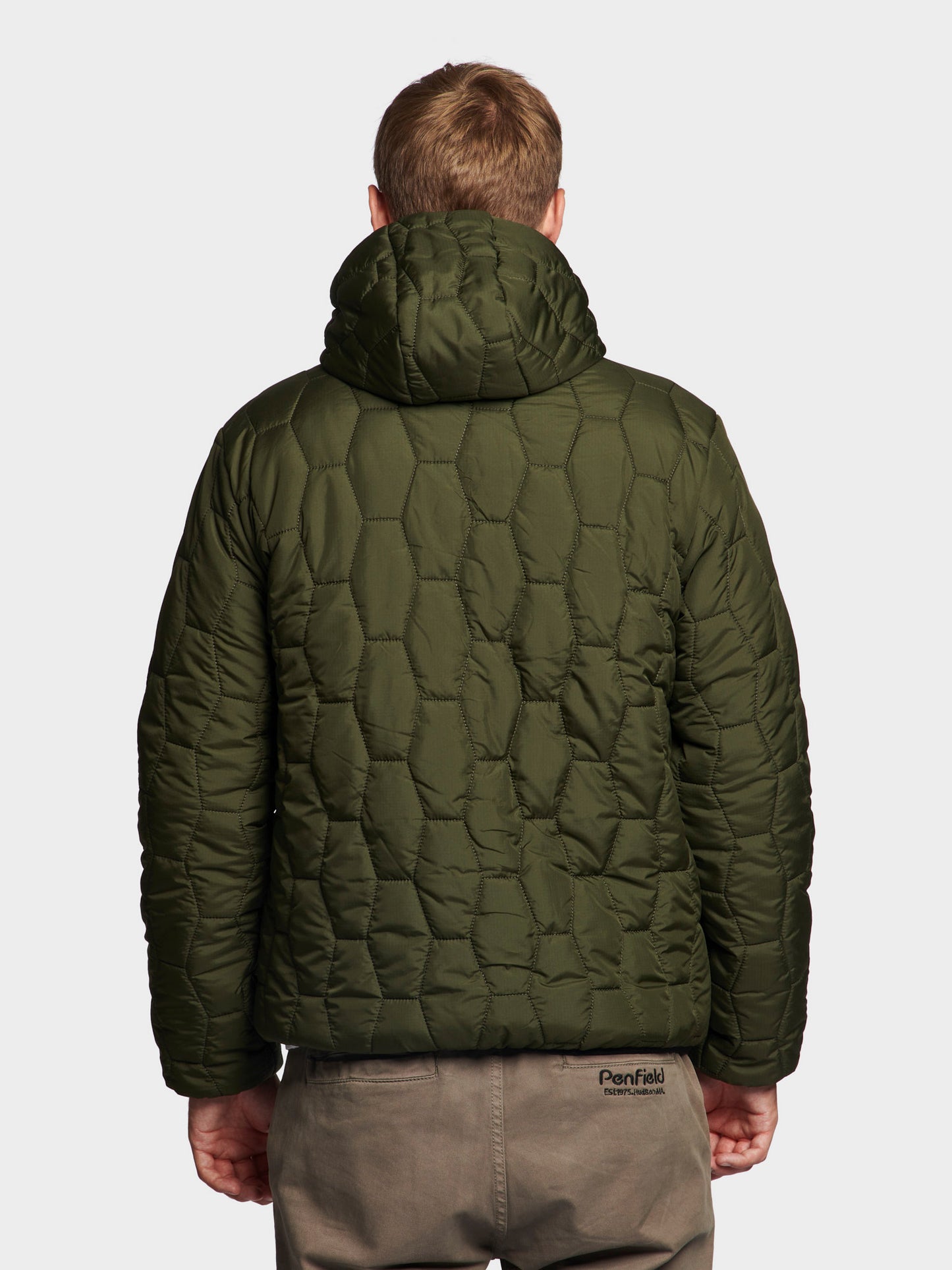 Hudson Script Hexagon Quilt Jacket in Forest Night