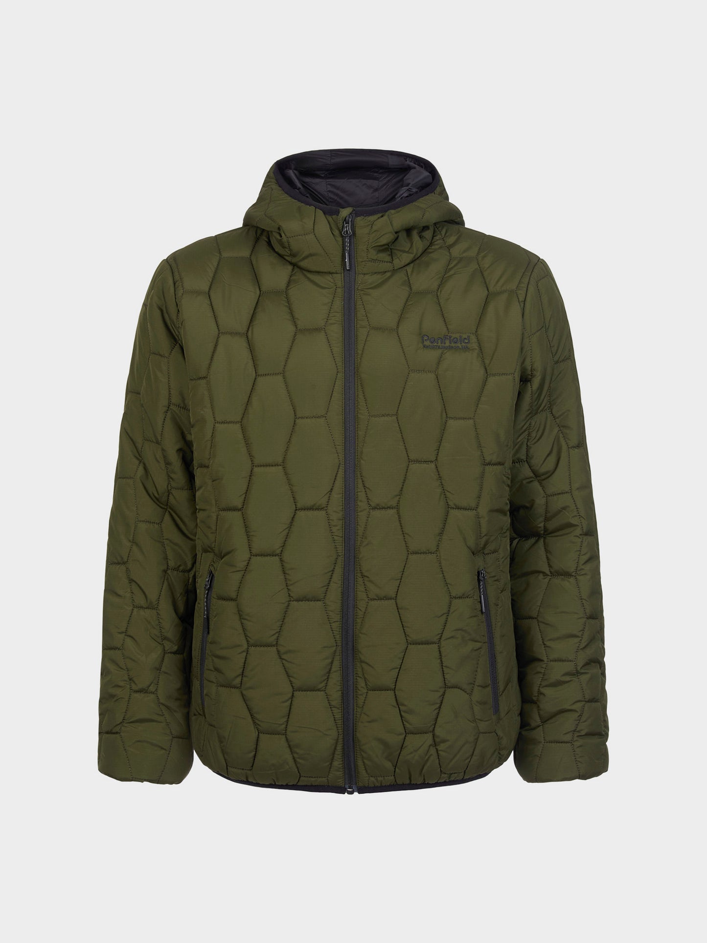 Hudson Script Hexagon Quilt Jacket in Forest Night