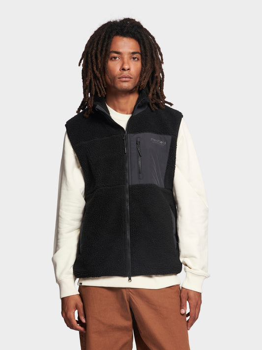 Hudson Script Borg Fleece Vest in Black