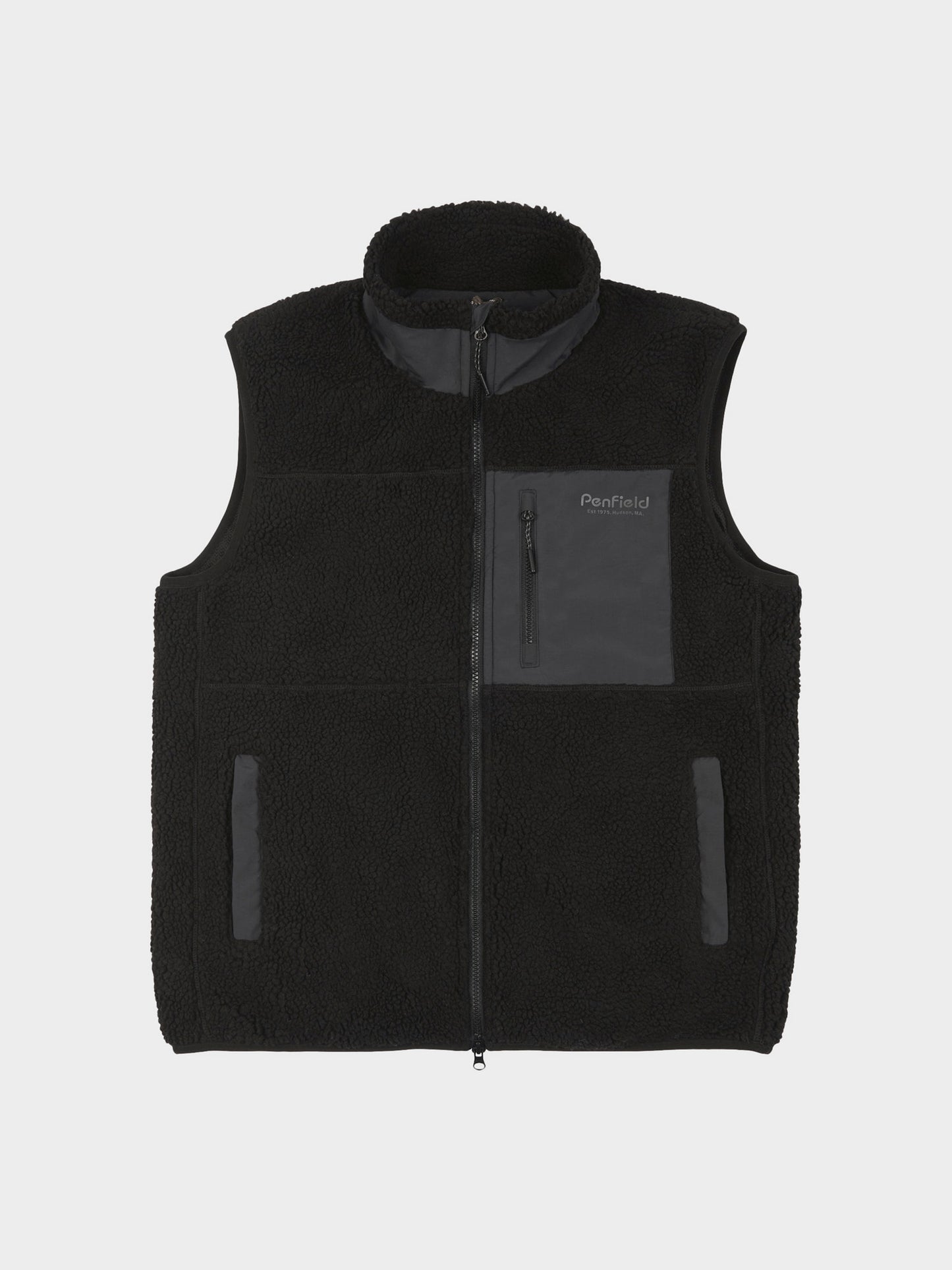 Hudson Script Borg Fleece Vest in Black