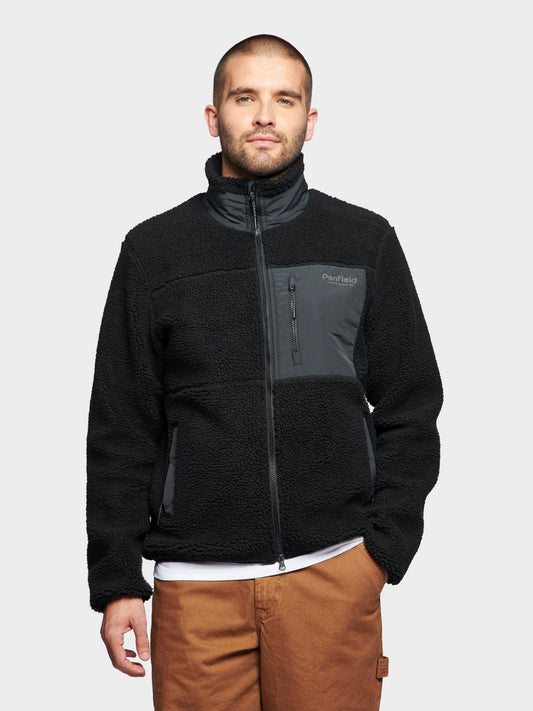 Hudson Script Borg Fleece Jacket in Black