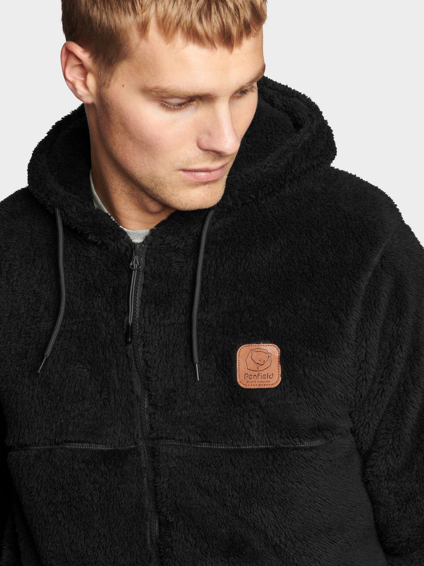 Teddy Fleece Zip Hoodie in Black