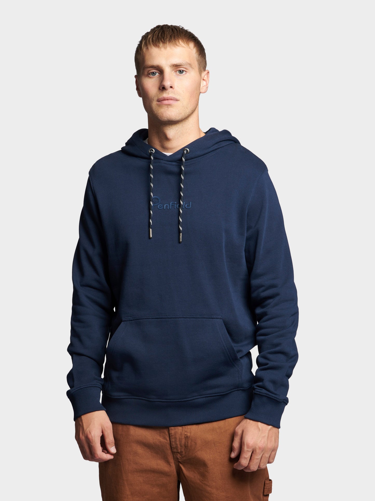 P Bear Graphic Print Hoodie in Navy Blue