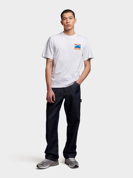 Relaxed Fit Mountain Scene Back Graphic T-Shirt in Bright White