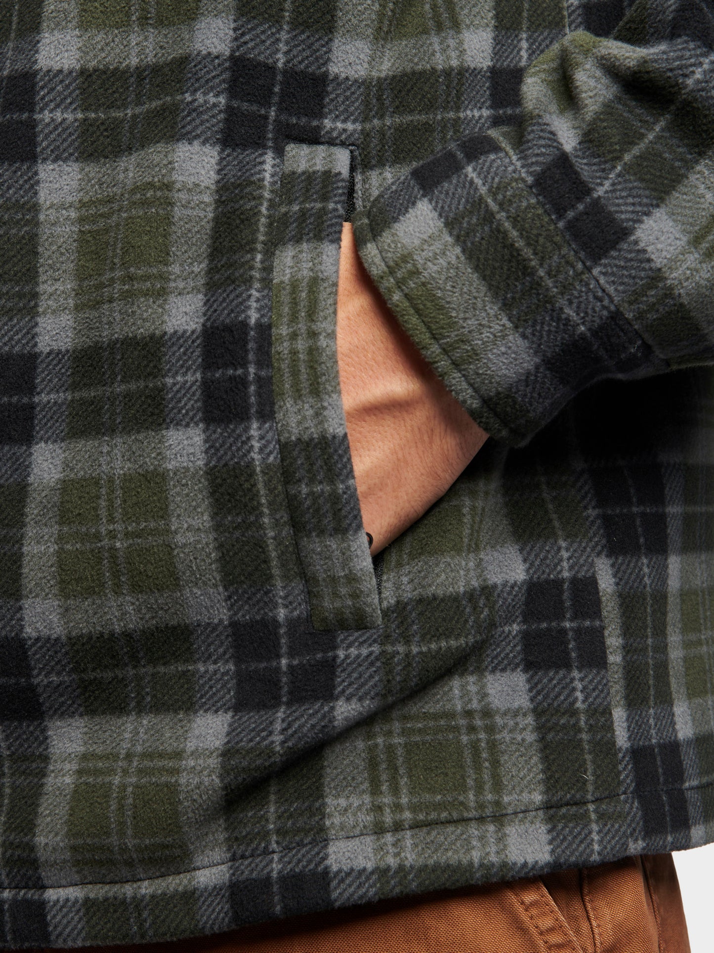 Checked Polar Fleece Overshirt in Forest Night