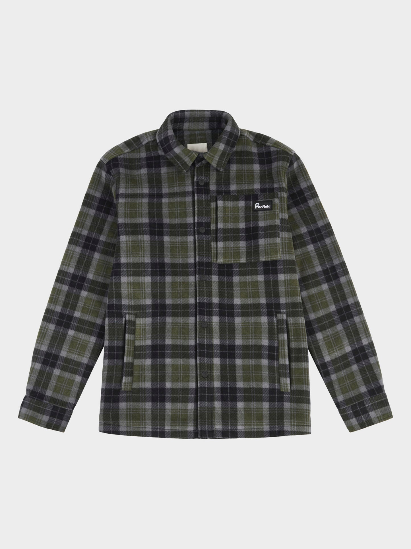 Checked Polar Fleece Overshirt in Forest Night