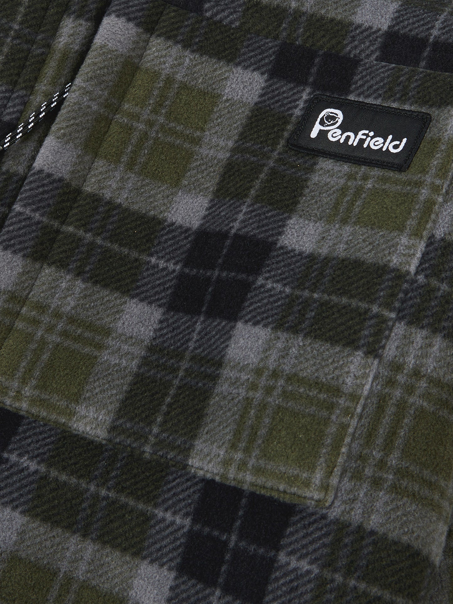 Checked Polar Fleece Overshirt in Forest Night