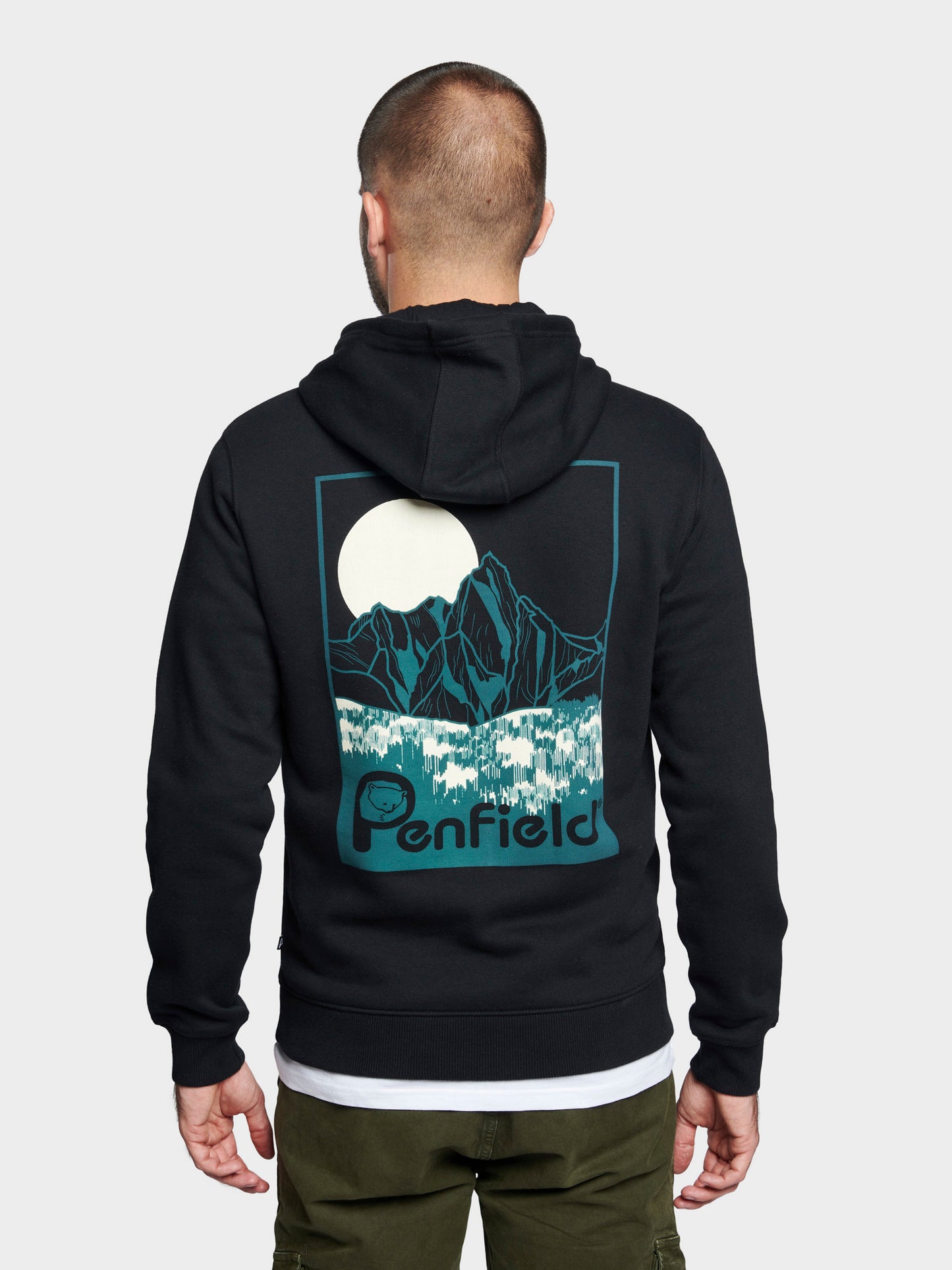 Washed Mountain Graphic Hoodie in Black