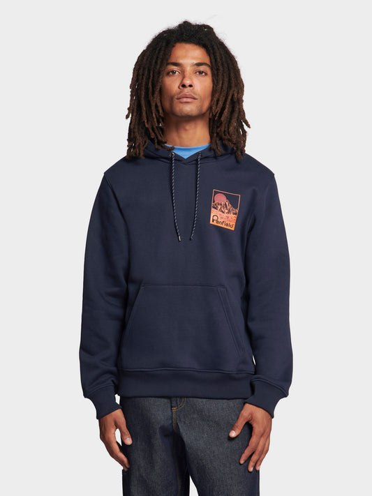 Washed Mountain Graphic Hoodie in Navy Blue