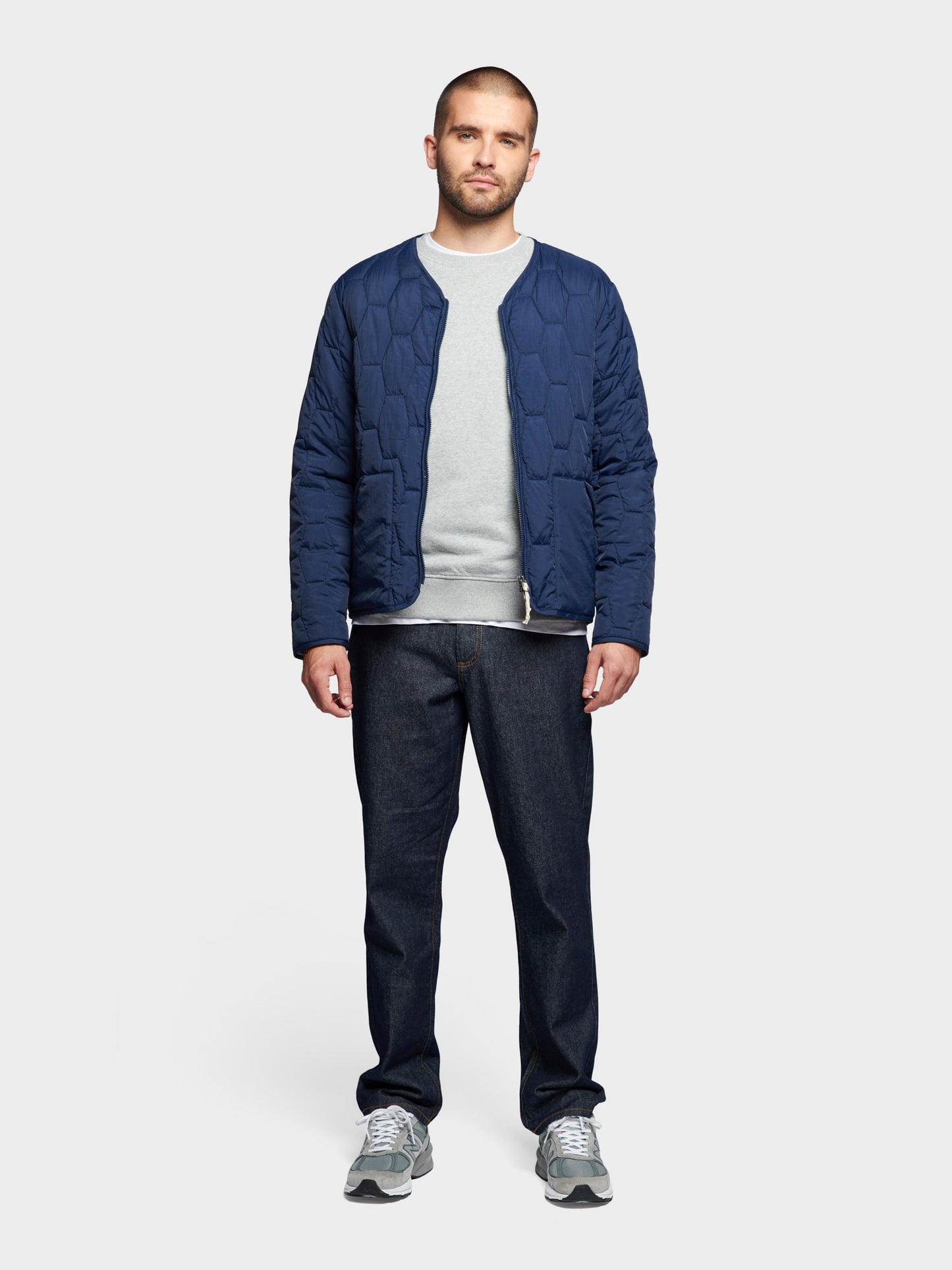 Hexagon Quilt Liner Jacket in Navy Blue