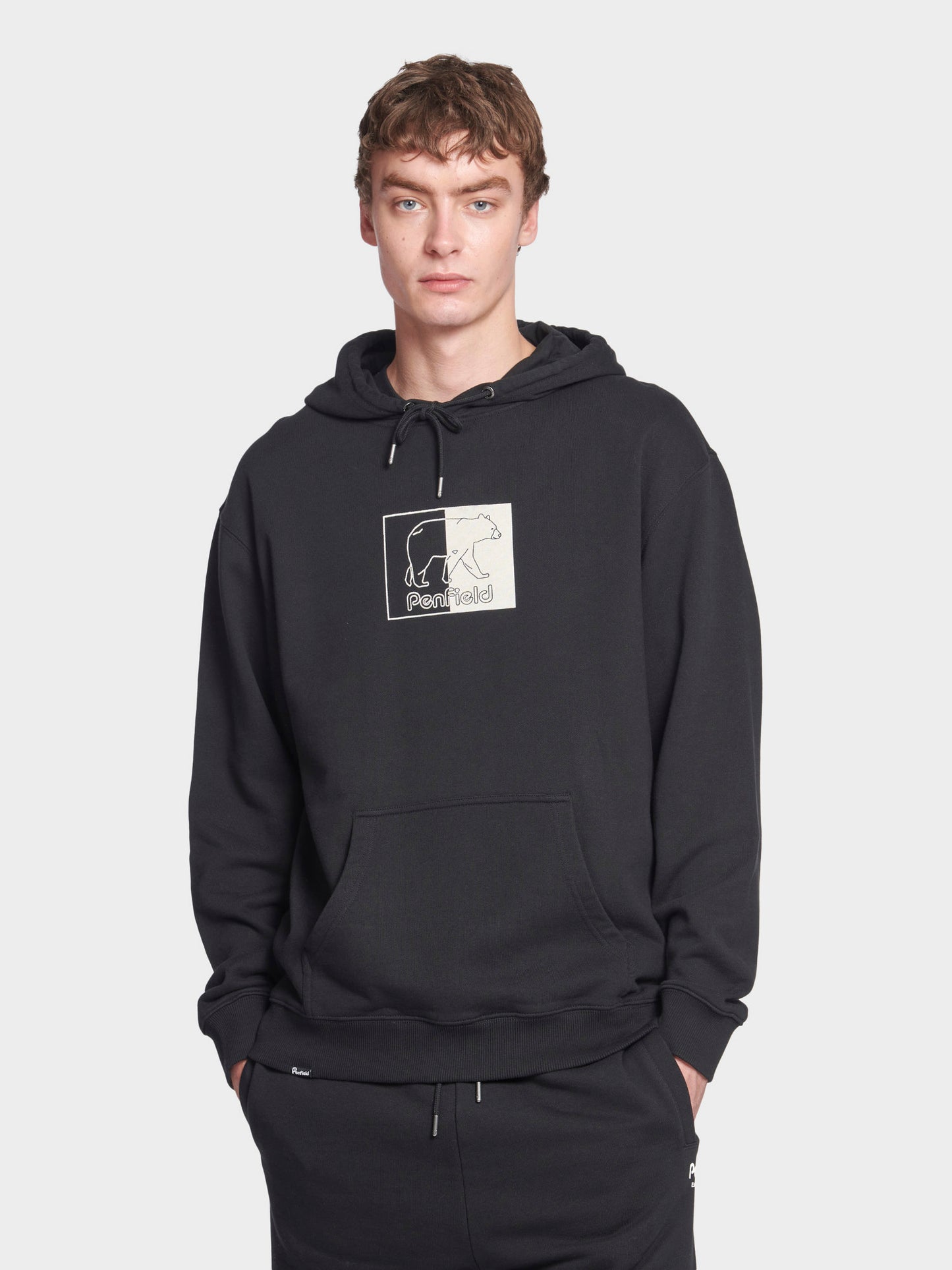 Graphic Inverted Bear Hoodie in Black