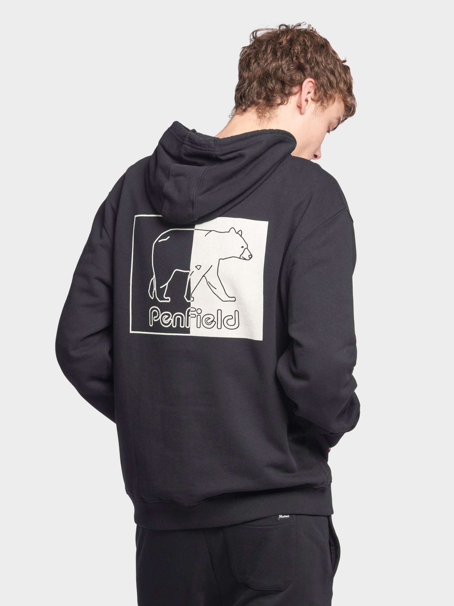 Graphic Inverted Bear Hoodie in Black