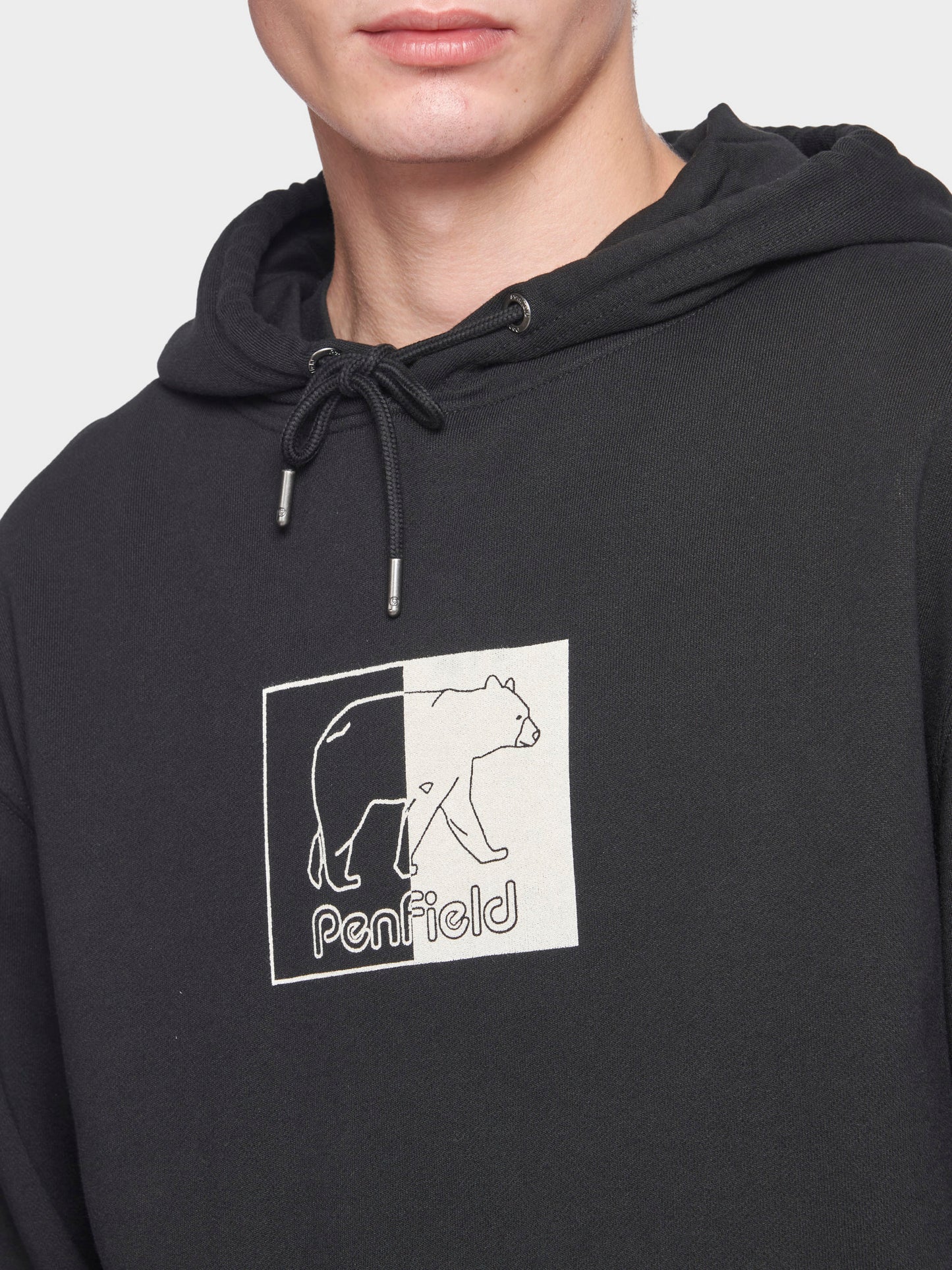 Graphic Inverted Bear Hoodie in Black