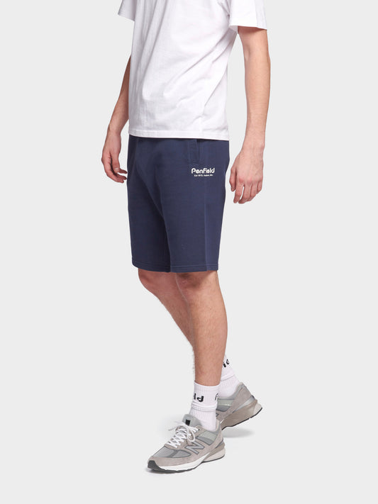 Hudson Script Sweat Short in Navy Blue