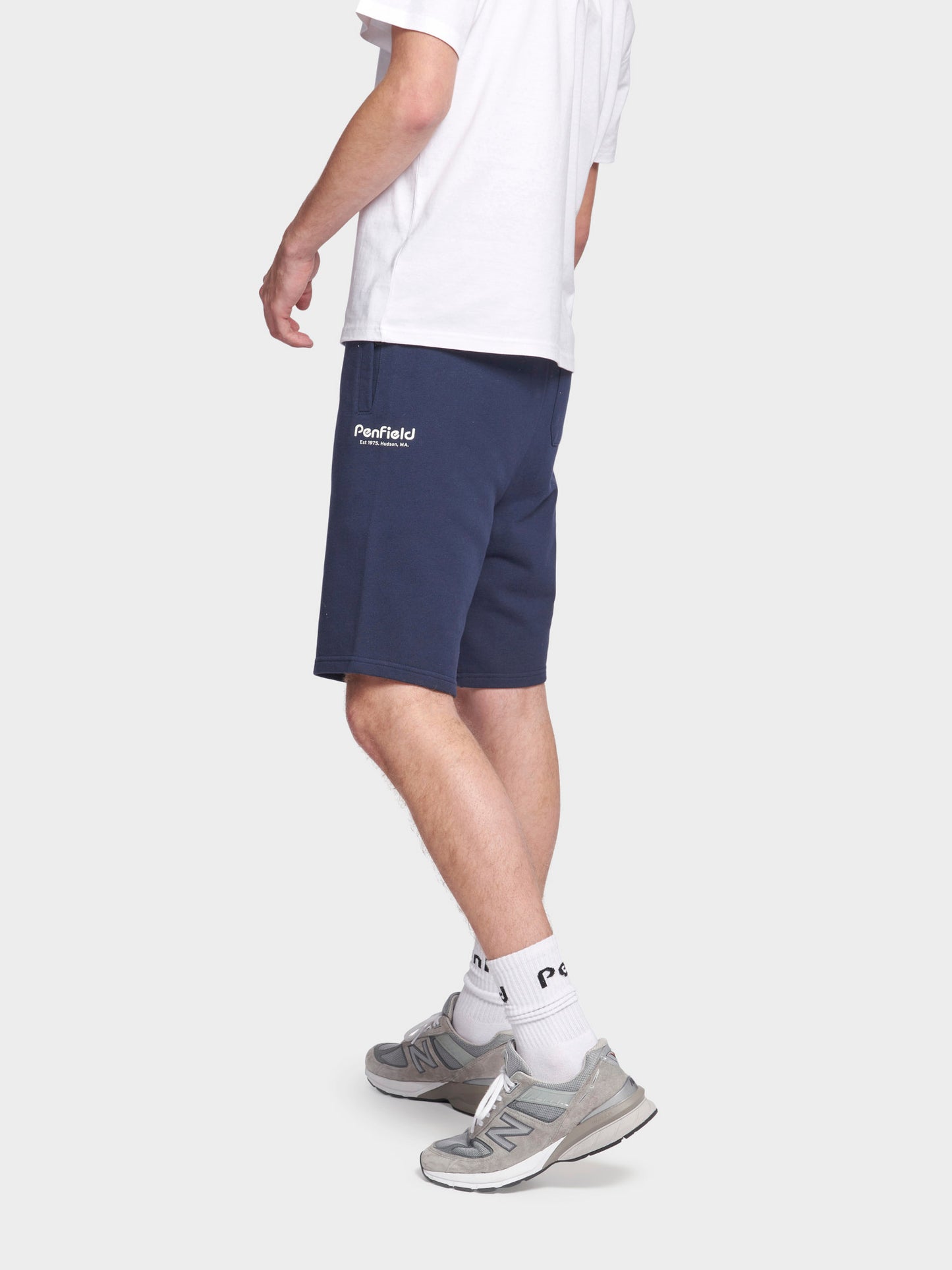 Hudson Script Sweat Short in Navy Blue