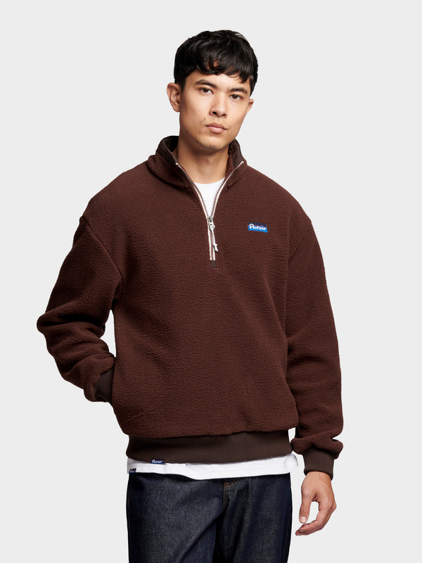 Penfield Mens 1/4 Zip Funnel Neck Fleece Chicory Coffee