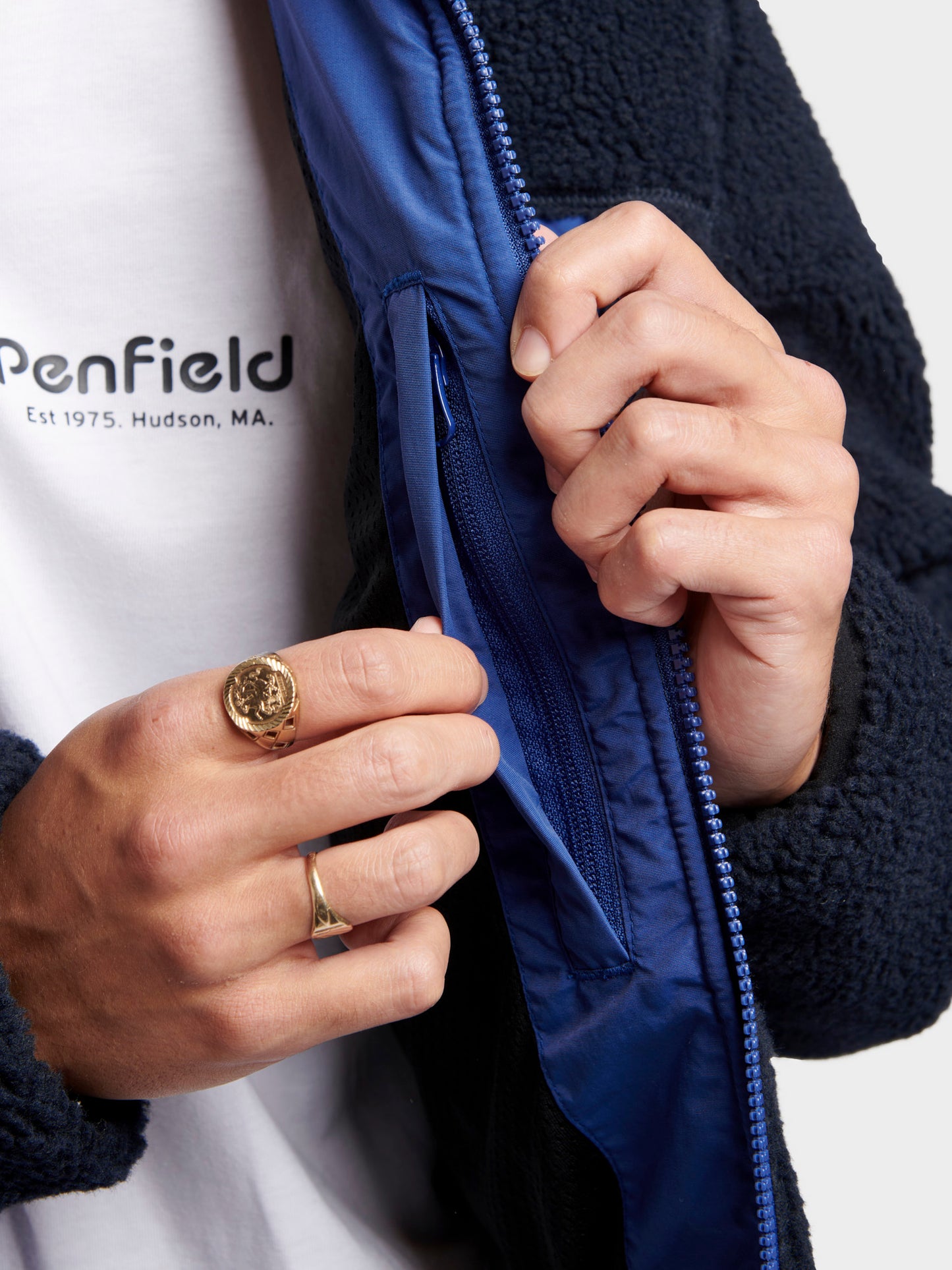 Penfield Mens Mattawa Fleece Jacket Navy Blue