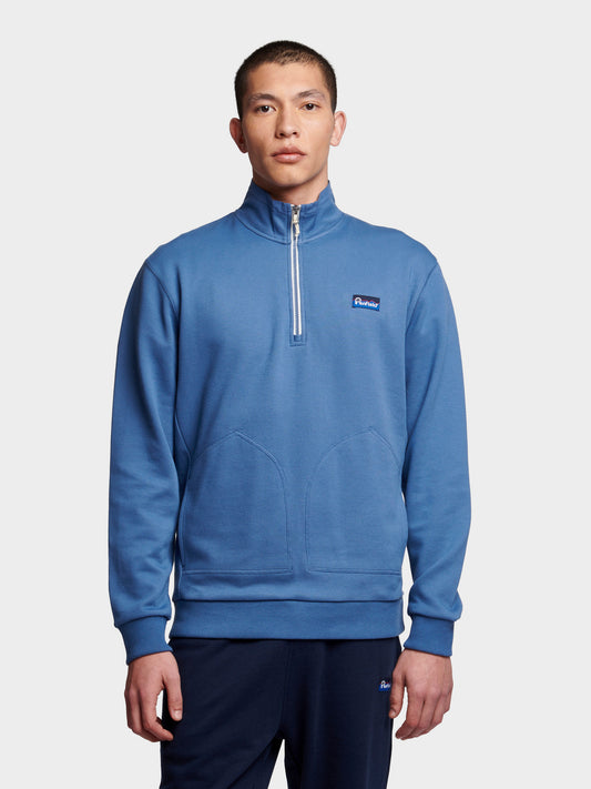 Relaxed Fit Washed Funnel Sweatshirt in Blue Horizon