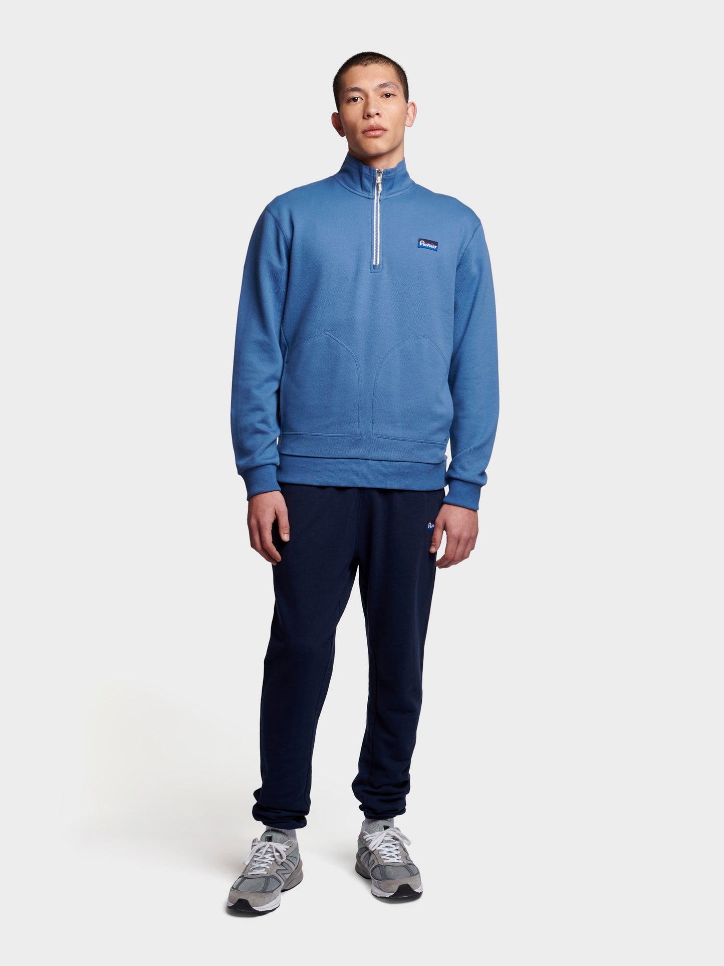 Relaxed Fit Washed Funnel Sweatshirt in Blue Horizon