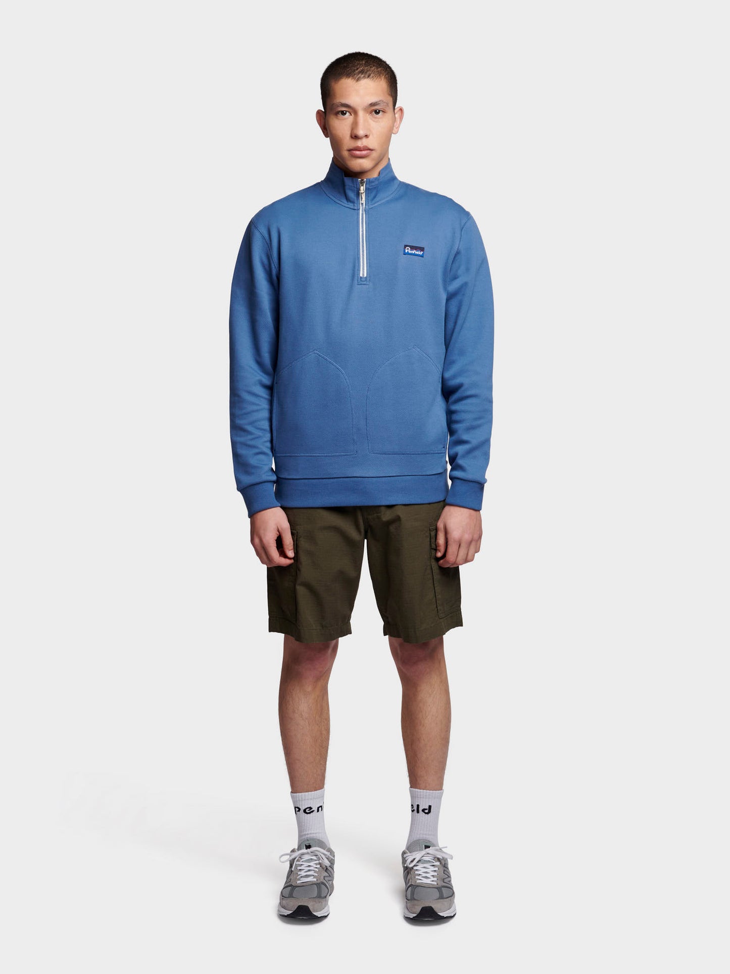 Relaxed Fit Washed Funnel Sweatshirt in Blue Horizon