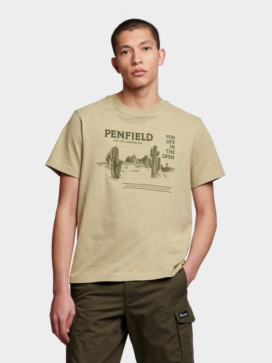 Relaxed Fit Reverence Print T-Shirt in Slate Green