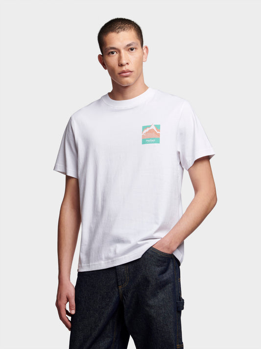 Relaxed Fit Mountain Back Print T-Shirt in Bright White