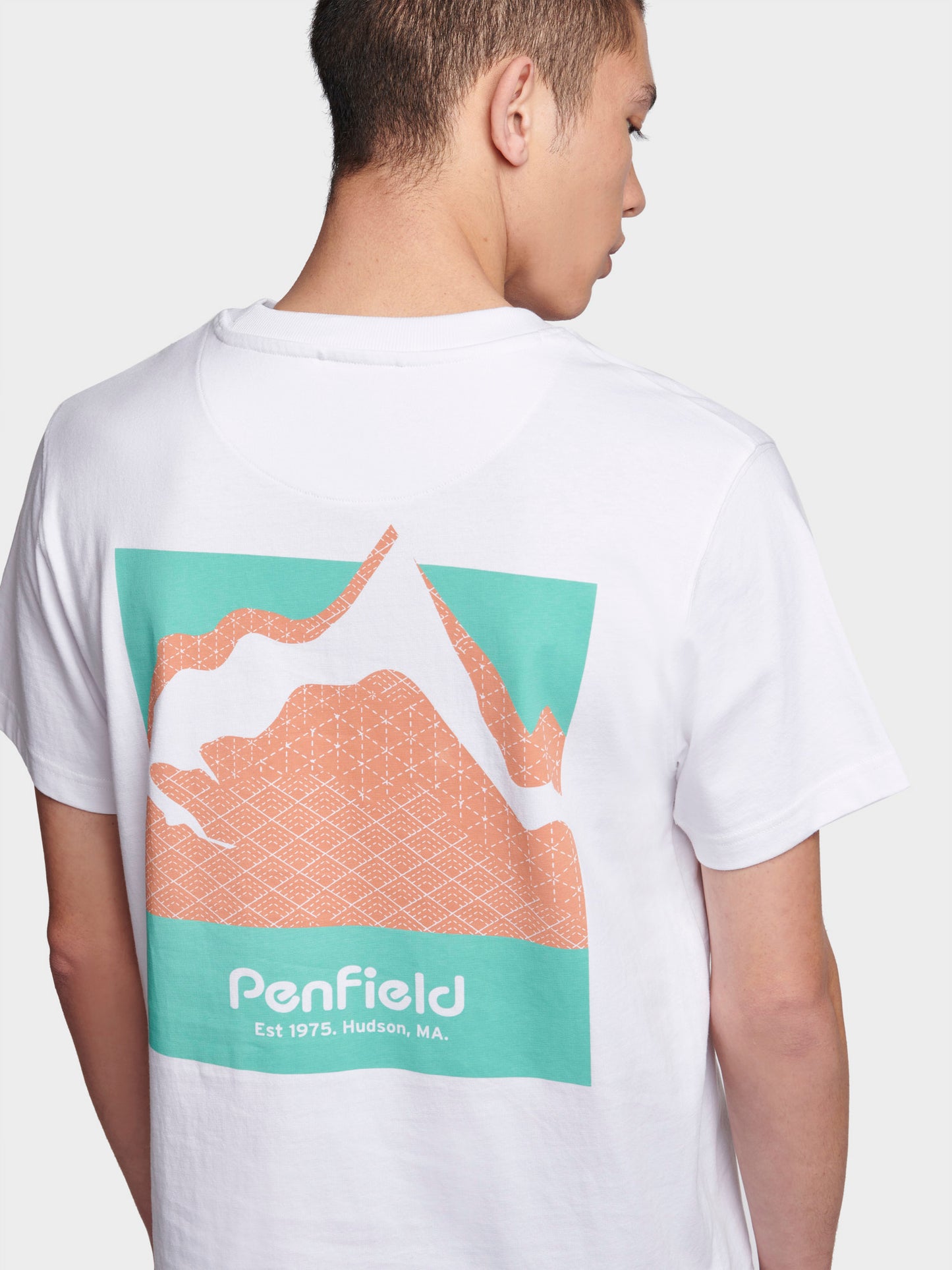 Relaxed Fit Mountain Back Print T-Shirt in Bright White