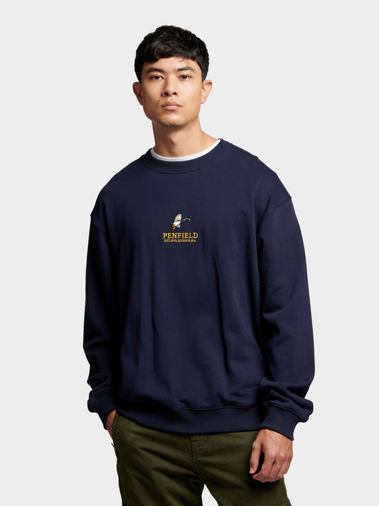 Penfield Mens Embroidered Mallard Sweatshirt Navy Blue