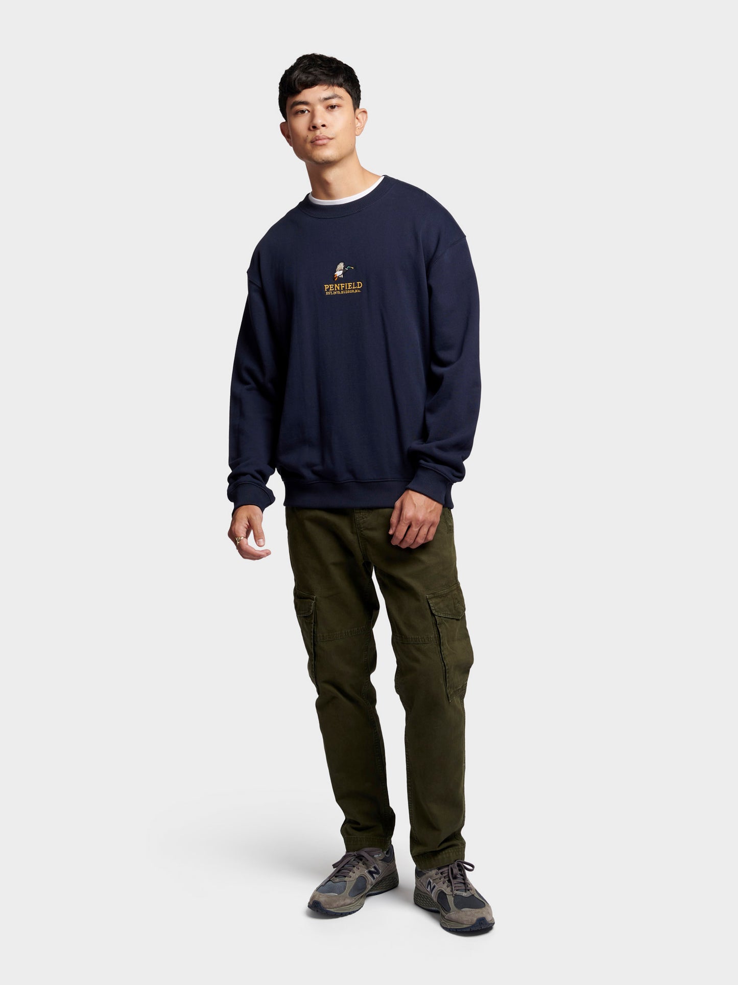 Penfield Mens Embroidered Mallard Sweatshirt Navy Blue