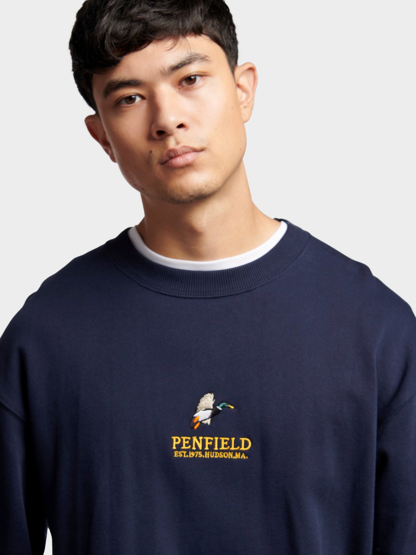 Penfield Mens Embroidered Mallard Sweatshirt Navy Blue