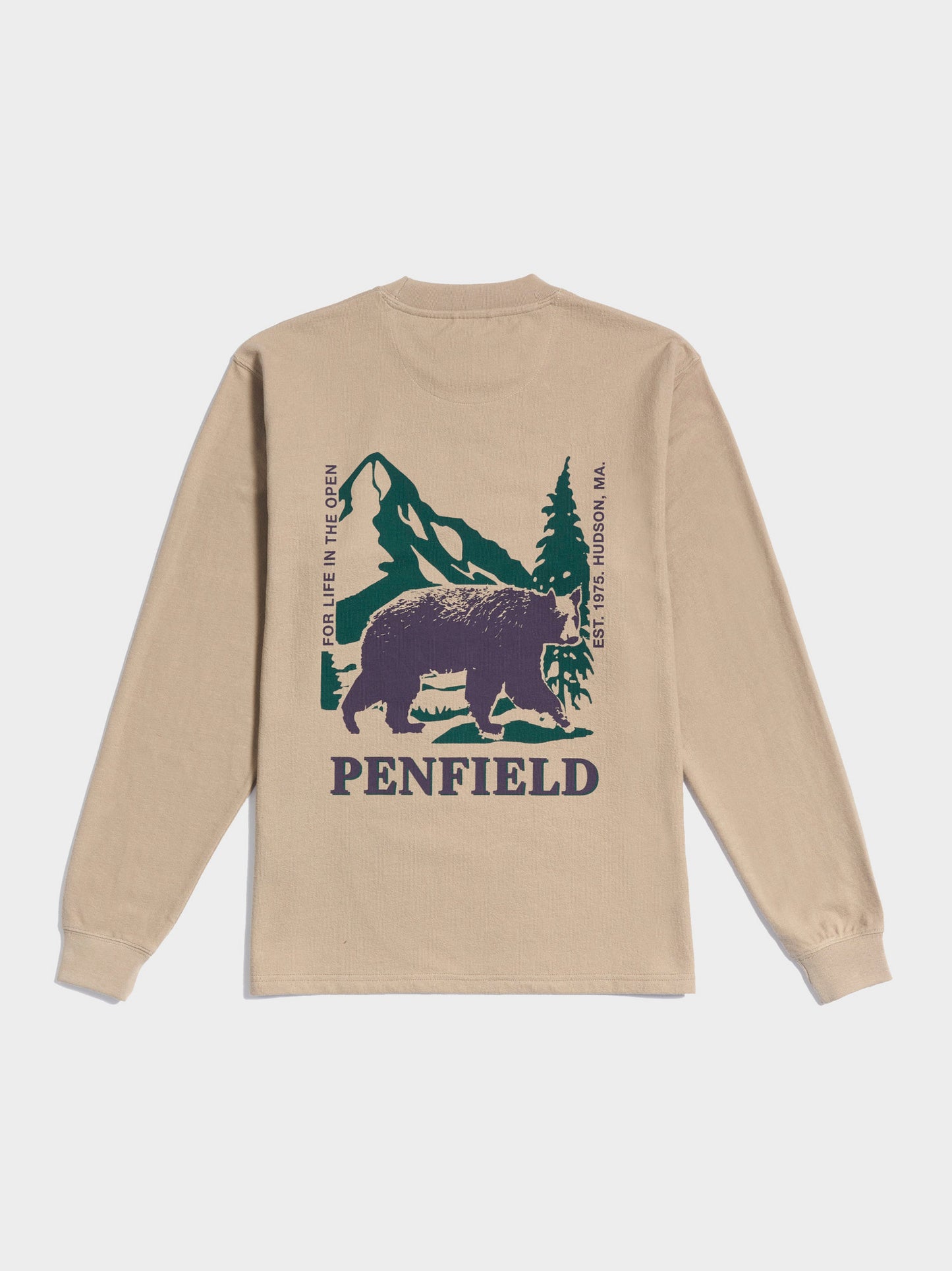 Penfield Mens Black Bear Long Sleeve T-Shirt Chinchilla