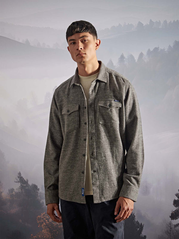 Penfield Mens Brushed Textured Overshirt Mid Grey Heather