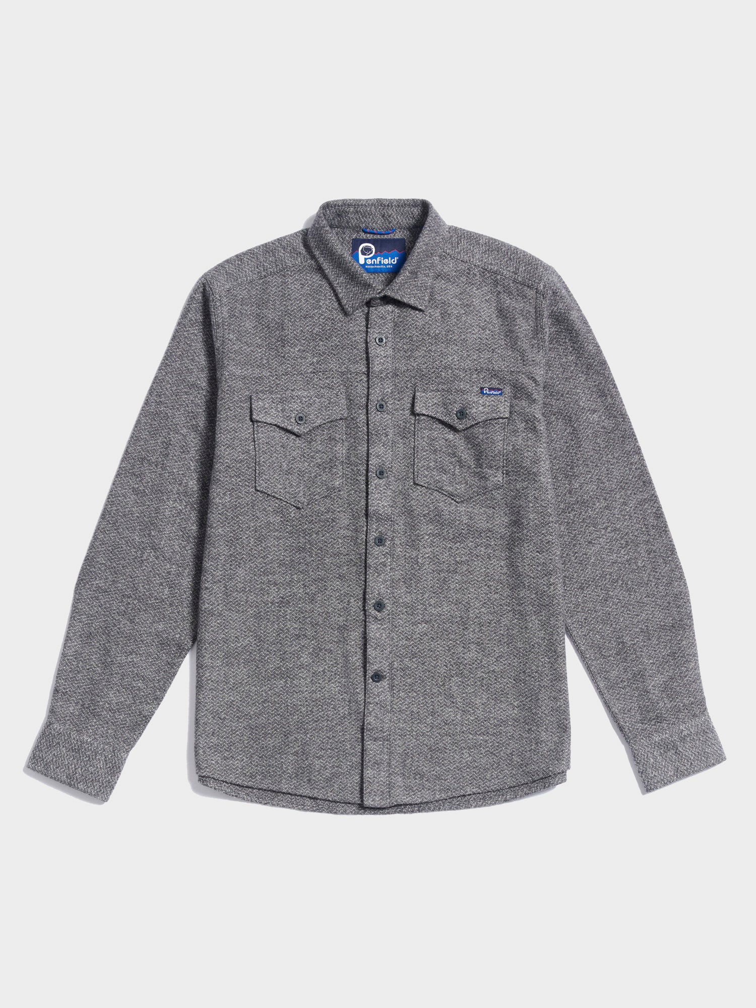 Penfield Mens Brushed Textured Overshirt Mid Grey Heather